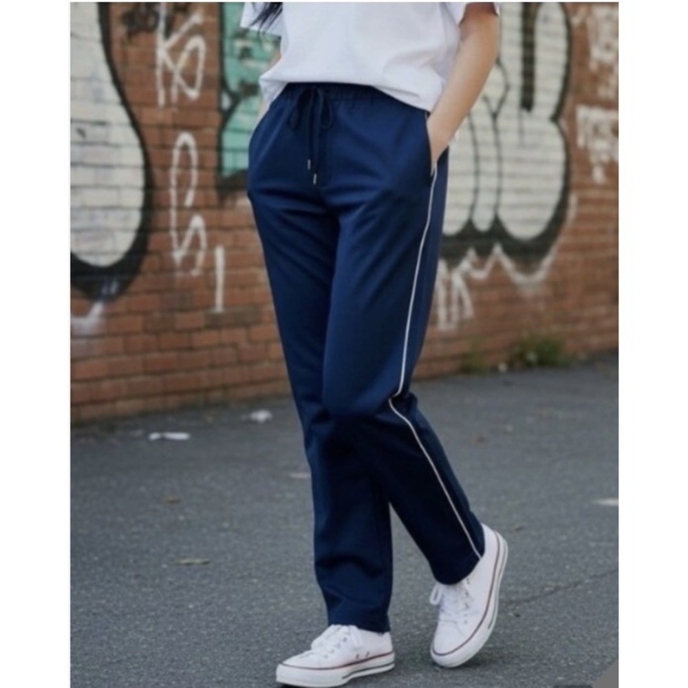 Wildfang Essential Piper Drawstring Pants Blue Relaxed Fit Womens Size XL NWT